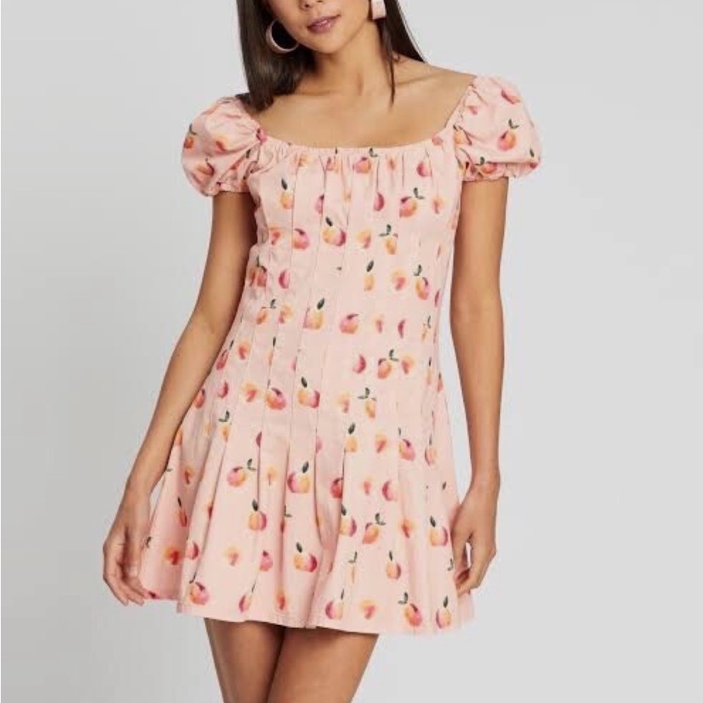 Finders Keepers Pink Peach Print Mini Dress